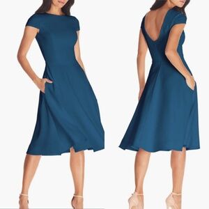 Dress the Population size XL Livia midi dress fit & flare peacock blue NEW